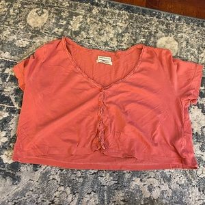 Urban Outfitters Wayne Cropped Tee in Coral
